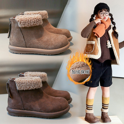 冬季新款儿童棉鞋男童女童时尚短靴学生加绒加厚时尚女孩棉靴_1