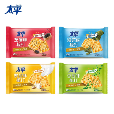 太平苏打饼干400g*4包梳打饼干早餐小零食休闲食品小吃(芝麻味)