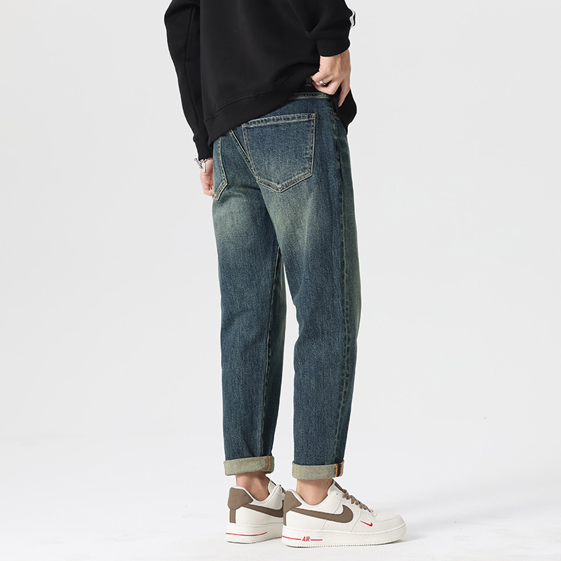 港风宽松男士牛仔哈伦裤秋冬新品时尚靓仔时髦帅气百搭锥形裤休闲