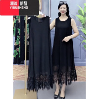 YIBUSHENG小燕子服饰2024年春新款时尚拼接蕾丝镂空无袖连衣裙打底背心裙