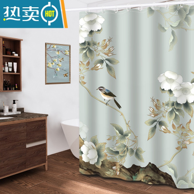 敬平卫生间防水浴帘布浴室淋浴帘隔断帘挂帘窗帘门帘子套装伸缩杆