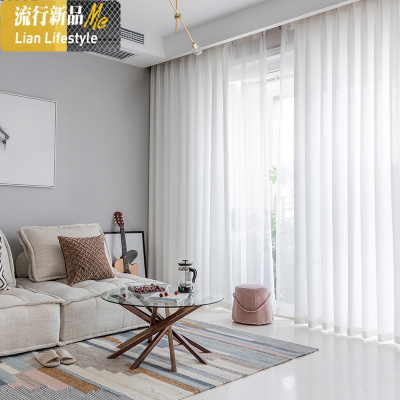 北欧纯色客厅定制窗纱卧室阳台隔断飘窗白纱窗帘布 三维工匠
