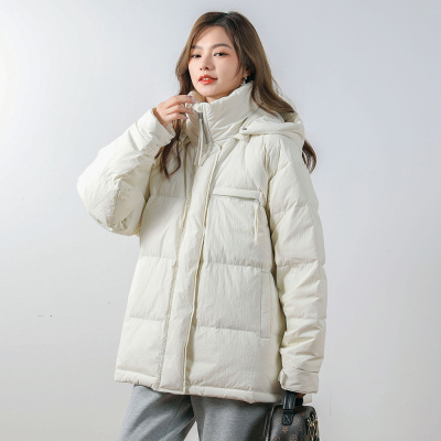 女式平湖面包服连帽可拆卸新款短款羽绒服外套加厚