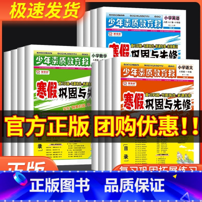 语文+数学+英语[人教版] 小学五年级 [正版]小学生14天寒假赶超少年素质教育报寒假巩固与先修一二三四五年级语文数学英