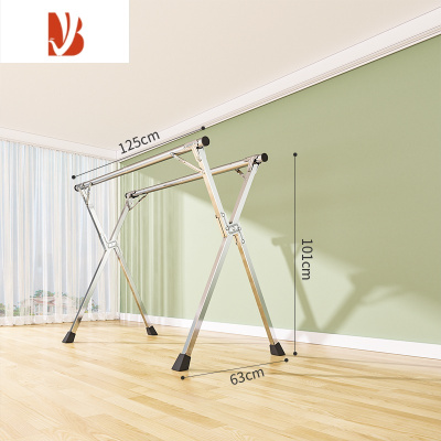 三维工匠加粗晾衣架落地折叠室内家用卧室室外阳台凉衣伸缩杆晒被子器