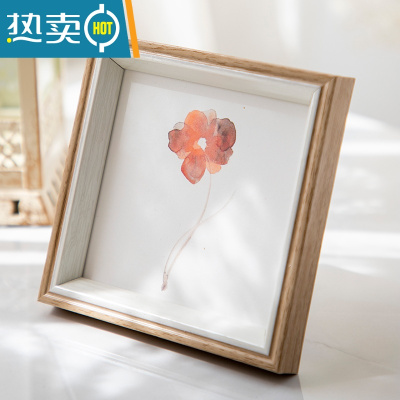 敬平简约北欧正方形洗照片做成相框摆台6寸7寸8寸10 照片框相片油画棒 木纹白 正方形6寸[内径15.2*15.2]摆桌