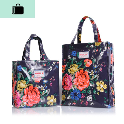 新款复古碎花小清新帆布印花简约单肩手提包防水购物袋女包日韩潮NEW LAKE