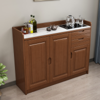 青木川 简约现代中式实木酒柜餐边柜一体靠墙客厅办公室收纳柜小户型茶吧机直饮机带烧水壶置物架矮柜储物柜带电磁炉泡茶桌多功能