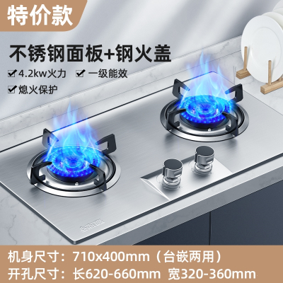志高CHIGO煤气灶双灶家用燃气灶嵌入式台式天然气液化气猛火炉具天燃气_特价加厚钢面钢制火盖_天然气