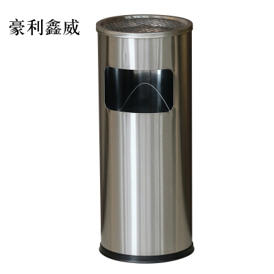 豪利鑫威不锈钢垃圾桶烟蒂柱灭烟桶带烟灰缸室外电梯口立式丽格圆形不锈钢