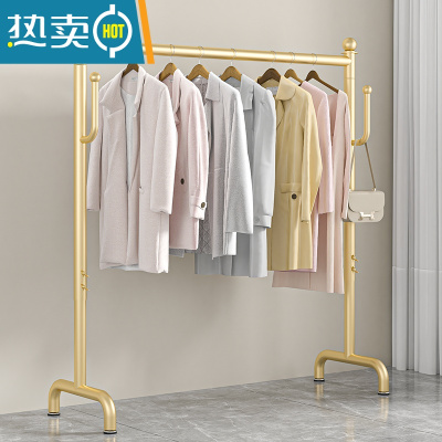 敬平晾衣架落地折叠家用卧室酒店公寓阳台挂衣架子室内凉晒衣服晾衣杆 纳米金色长100高130 中