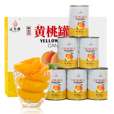 [中华特色馆]徐州馆 快挑食 新鲜黄桃水果罐头6罐x425g礼盒装 年货过年新年年货礼盒方便速食