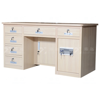 臻远 BXZ-15 钢制保险桌可投币收银财务桌1.4m白木纹六斗电子锁