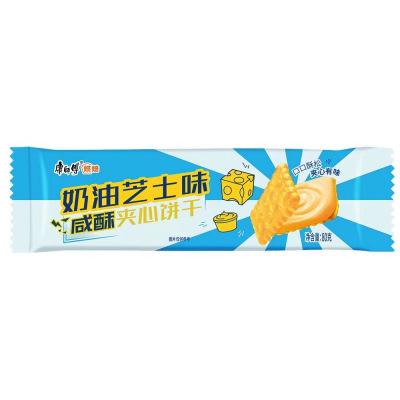 苏宁宜品康师傅葱香夹心饼干80克袋装低糖酥脆美味零食小吃奶油芝士味80g*1