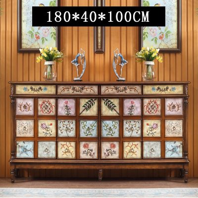 美式实木鞋柜家用口彩绘复古鞋柜彩色收纳柜客厅玄关柜储物柜
