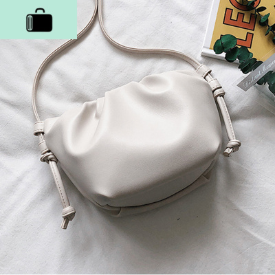 软皮云朵包包女包2020新款韩版褶皱包百搭单肩斜挎饺子包NEW LAKE女斜挎包