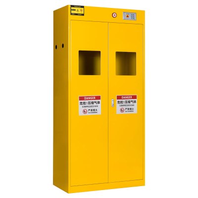 臻远气瓶防爆柜 黄色双瓶二代报警器