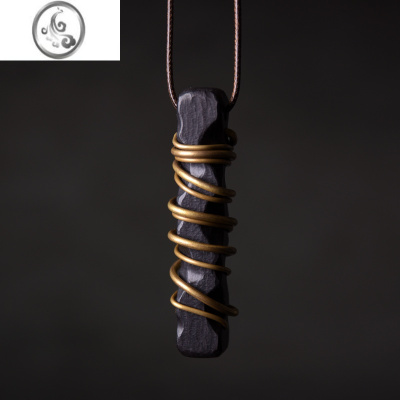 JiMi原创设计黑檀木吊坠男气质复古民族风项链毛衣链女饰品新品