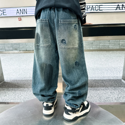 男童牛仔裤春秋款新款儿童装秋季休闲裤大男孩阔腿裤子秋装潮