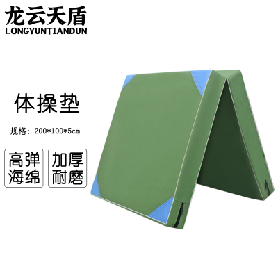 龙云天盾体操垫体育训练折叠加厚帆布仰卧起坐垫跳高垫两折款训练防护垫体操垫200*100*5CM