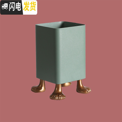 三维工匠[空之喵喵]北欧个性创意猫爪简约铁艺笔筒ins创意时尚可爱办公室 方形*刷筒*绿色