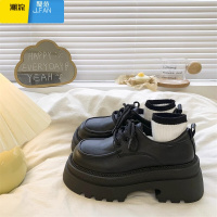 聚范黑色小皮鞋女2024新款春季百搭jk增高厚底英伦风复古单鞋哑光中跟