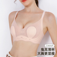 大胸大码薄bra收副乳文胸胸罩 无钢圈速干冰丝软支撑无痕内衣女