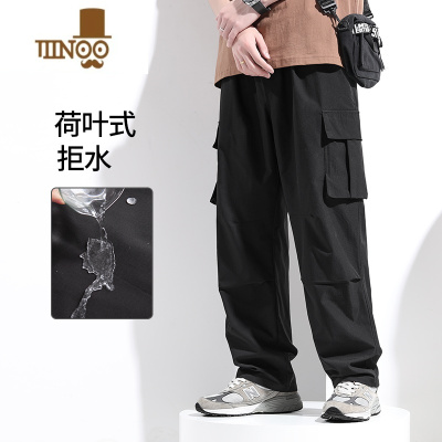 YANXU新款冲锋裤美式休闲工装裤男直筒宽松加肥加大码速干伞兵裤