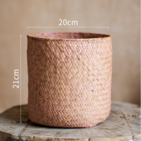 家柏饰(CORATED)自然编收纳筒篮子花筒装饰花器花盆套手工艺术民宿 草编筒(擦粉)