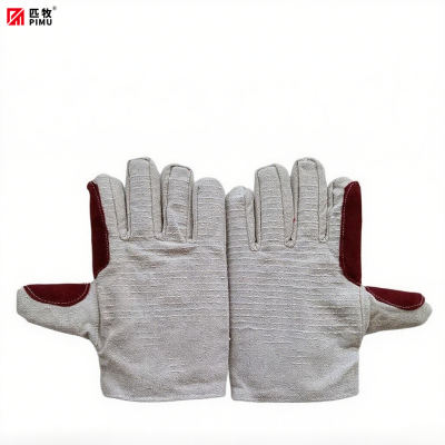 匹牧 PM-ST-G091 帆布手套 帆布工地建筑耐温 白甲原条二皮 12双/打 单位:双