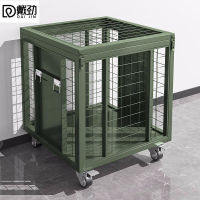 戴劲金属移动网箱仓储笼应急物资周转箱野营装备箱带网带轮子900*900*900mm(带拉手)