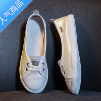 SUNTEK浅口小白鞋子女2023春夏新款平底休闲鞋头层百搭护士单鞋