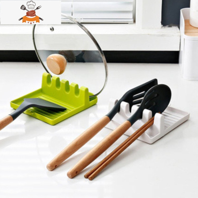 厨房锅盖架餐具收纳多功能家用汤勺筷子铲子垫托塑料置物架 敬平 抹茶绿1个+象牙白1个餐具架