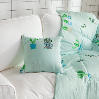 美帮汇风小清新抱枕被靠垫被子两用 沙发汽车用四季款空调小被子