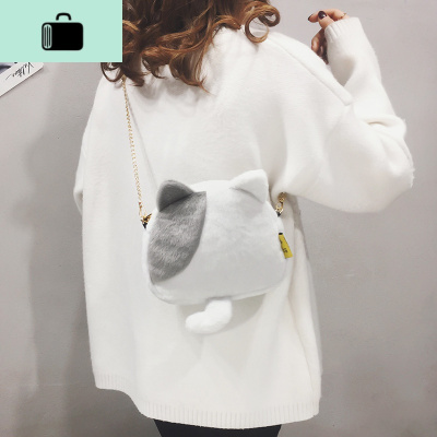 可爱毛绒小圆包纯色链条小包包女2020新款卡通简约百搭单肩斜挎包NEW LAKE女士单肩包