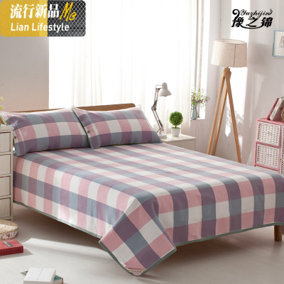 棉老粗布凉席三件套加厚加密棉床单夏季空调席双人1.5m1.8m床 三维工匠