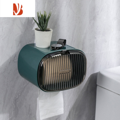 三维工匠卫生间纸巾盒厕所厕纸盒壁挂式防水免打孔抽纸盒洗手间卷纸置物架 绿色(无纸轴)