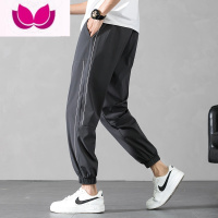 七斓冰丝裤子男士夏季薄款潮流潮牌宽松束脚卫裤男生灰色运动休闲长裤