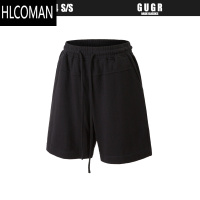 HLCOMANGUGR 300g毛圈布 高质微弹针织运动短裤男基础纯色拼接剪裁五分裤
