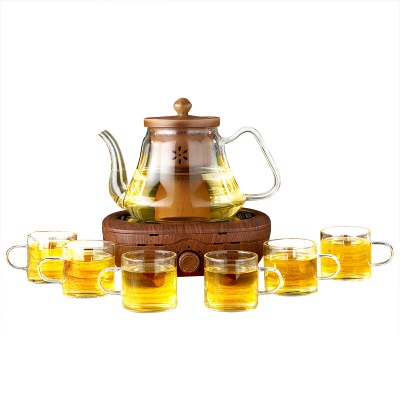 常生源 功夫茶具蒸茶器煮茶器玻璃茶壶茶杯电陶炉整套套装 墨韵电陶炉套组