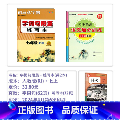 [字词句段篇练写本]七年级上册 初中通用 [正版]2025版司马彦字帖字词句段篇练写本七八九年级语文上下册生字练写789