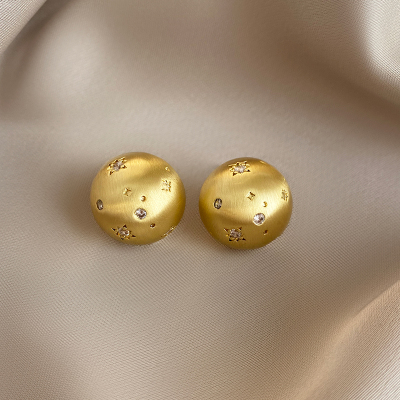 纯银针拉丝圆球耳钉女小众设计耳环2025新款高级感时尚耳饰送女朋友老婆情人节七夕生日礼物