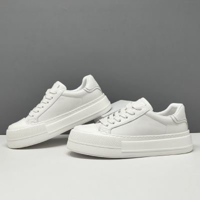 男生头层牛皮高端板鞋男款潮鞋真皮厚底欧洲站男鞋男士真皮饼干鞋