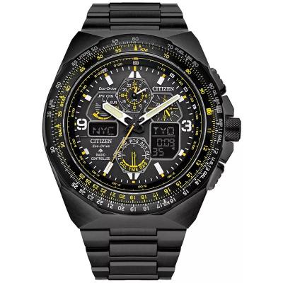 西铁城(CITIZEN)光动能男士多功能运动手表46mm防水防震计时码表