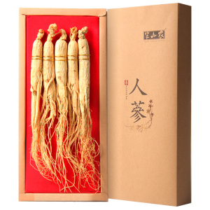 半山农 长白山人参5支50g/盒 整支白参生晒参礼盒装 人参片山参可搭配枸杞鹿茸黄芪