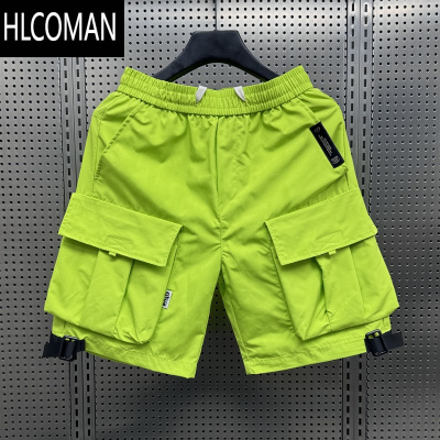 HLCOMAN夏季多色荧光炫彩情侣短裤男工装大裤衩美式潮牌多口袋直筒五分裤
