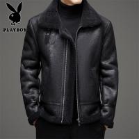 花花公子新款高品质8801皮毛一体皮衣男磨毛皮羊羔毛加厚保暖冬季外套棉衣男