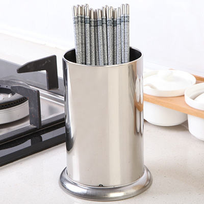 家用加厚304不锈钢筷子筒厨房沥水筷笼餐具桶收纳盒刀置物架 敬平 光面