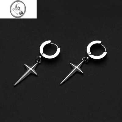 JiMi钛钢十字星耳环男潮小众设计感高级耳夹无耳洞女冷淡风防过敏耳圈
