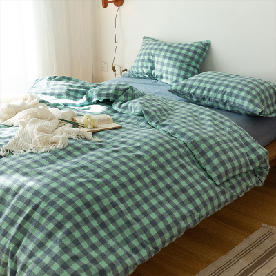 伊伊爱 纯爱水洗棉格子款四件套